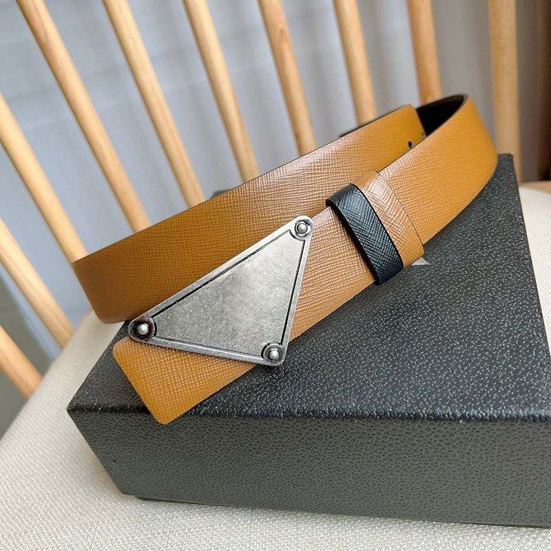 Cintura marrone con fibbia argentata 7# da 3,5 cm