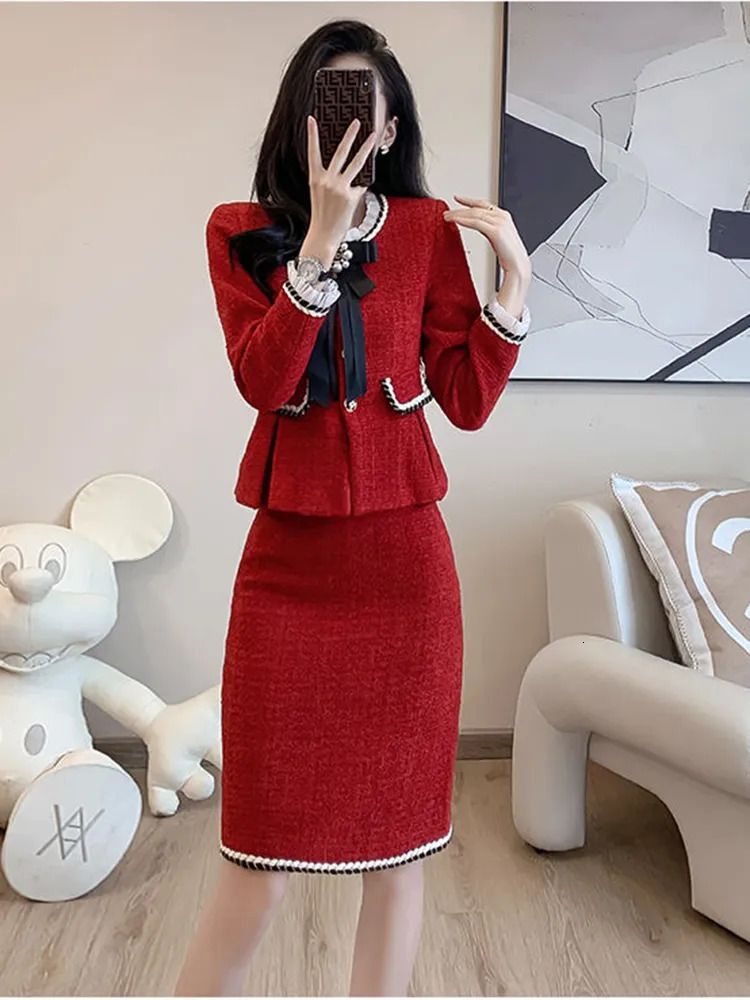 High Quality Small Fragrance Tweed 2 Piece Sets Women Outfits