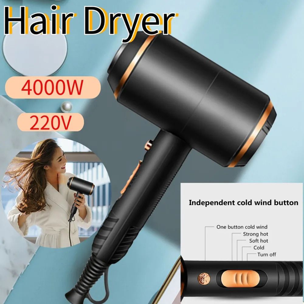 4000W alta potência elétrica cabelo secador profissional iônico cabelo  secador ar quente e frio secador cabelo cuidados com o cabelo para barbeiro  ferramenta salão - AliExpress