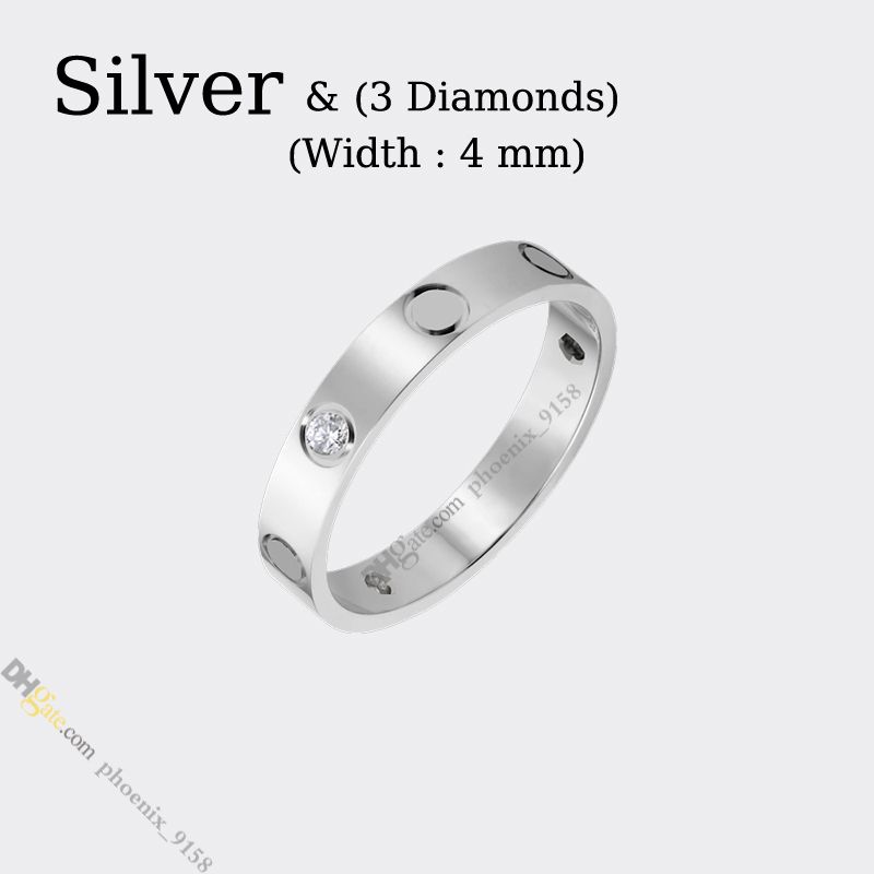 Prata (4 mm) -3 diamantes