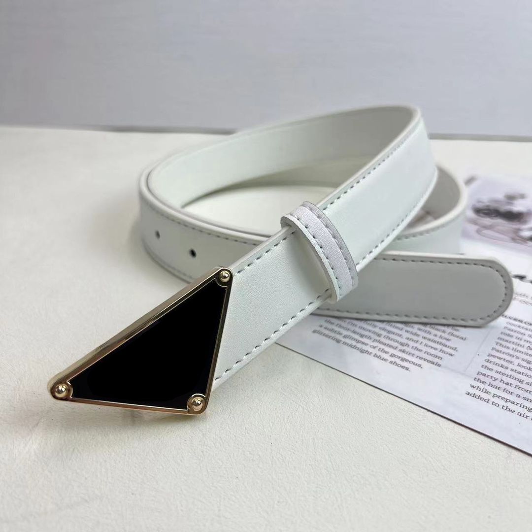 Rose gold buckle+White belt