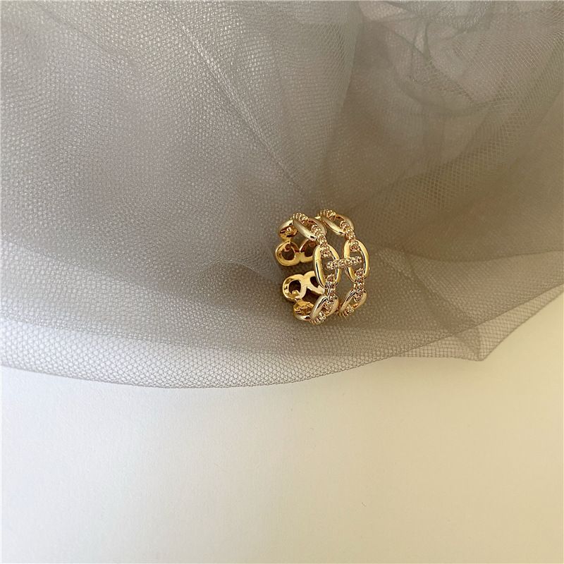 Collane con ciondolo Moda Oro Colore Metallo Anello al naso di maiale Semplice apertura Geometrico Cuore cavo Anelli per le donne_voghion.com