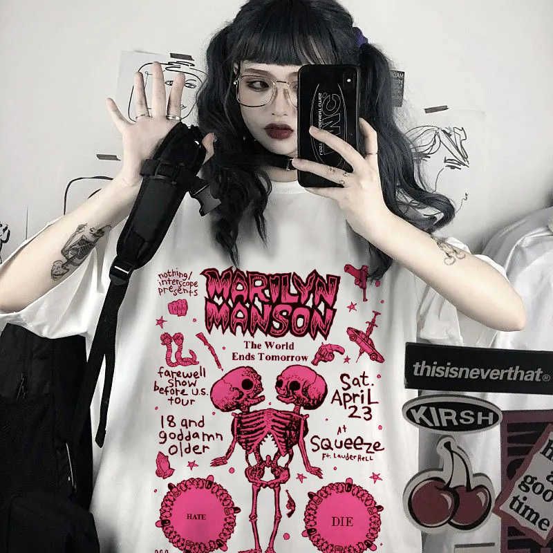 Punk Dark Aesthetic T-shirt  Aesthetic t shirts, Harajuku outfits