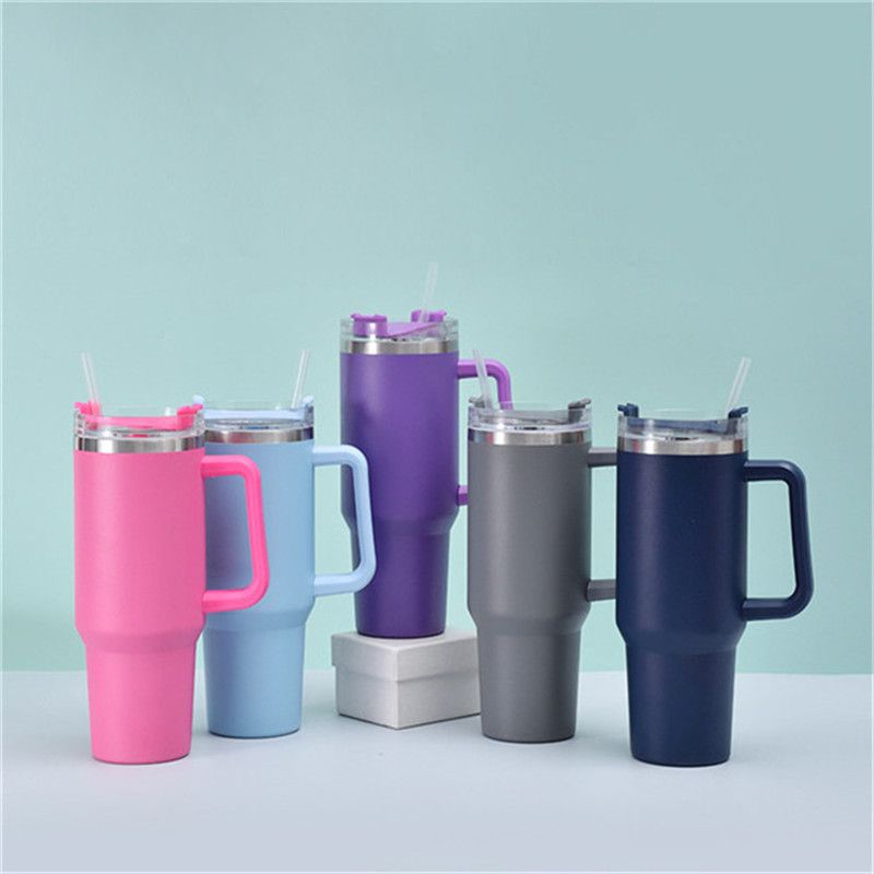 Wholesale 40oz Tumbler with Handle Straw Lid Insulated Stainless