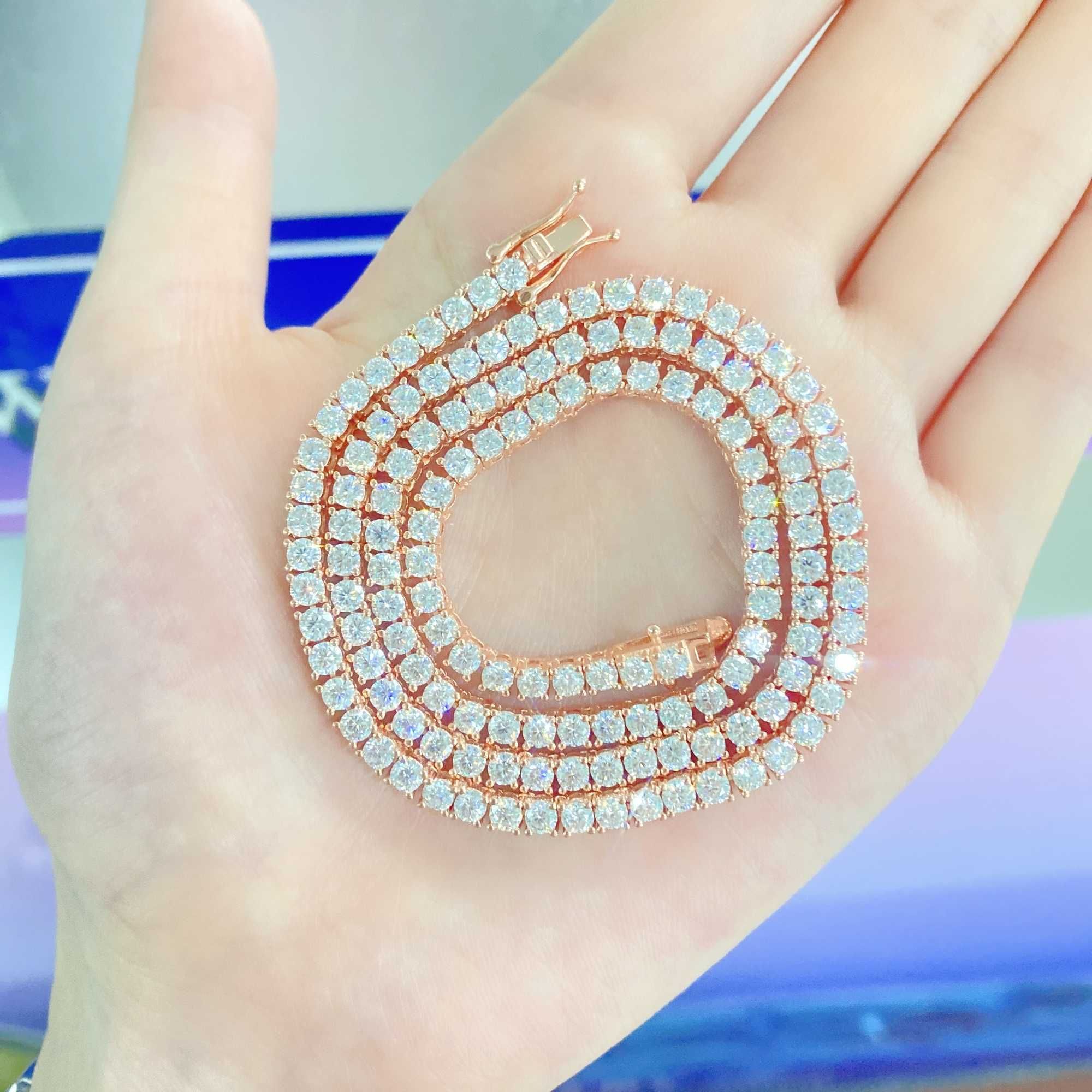 10K Rose Gold-4 mm 6 cali bransoletka