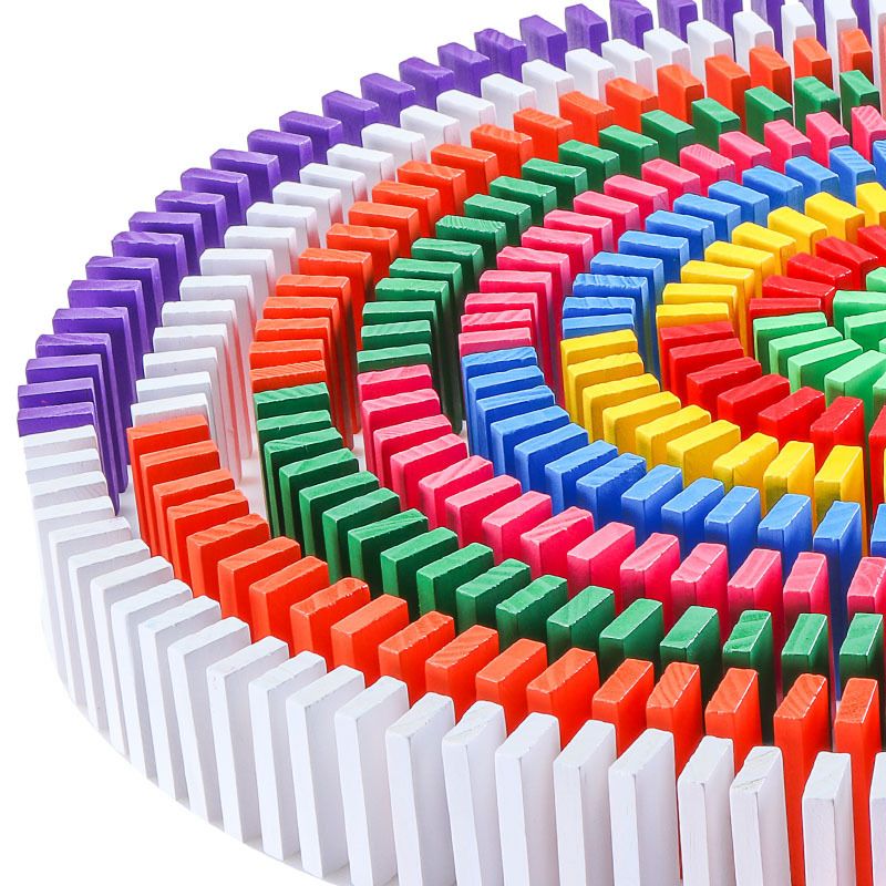 120Pcs/Set Colorful Dominoes Wooden Blocks Children Early Educational Play  Toy Domino Block