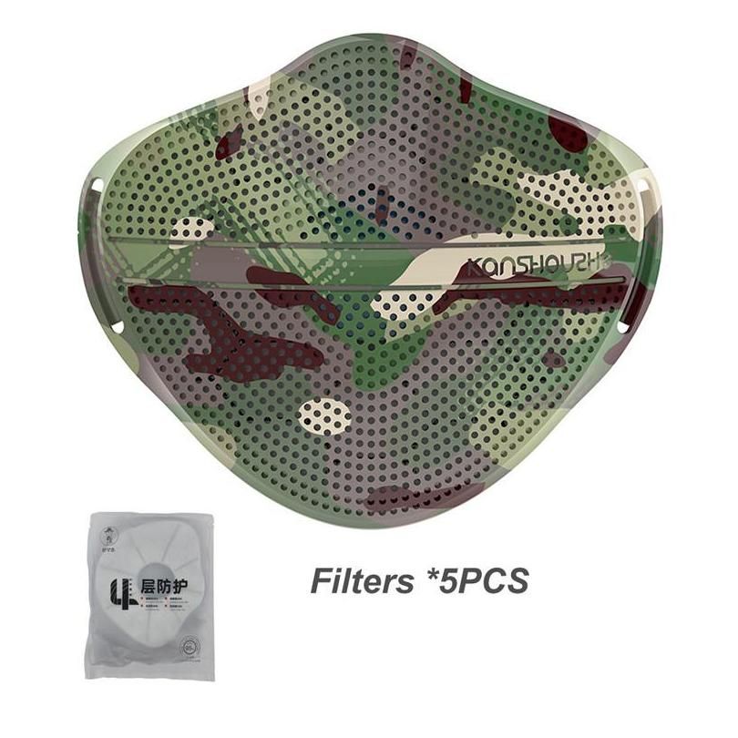 Camouflage Mask+5 Pcs Filters