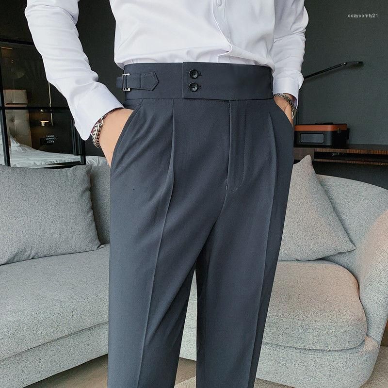 Trajes Para Hombres 2023 Pantalones De Vidrio Británico Cintura Alta Traje De Vestir Formal Pantalones Tobillo De 60,11 € | DHgate