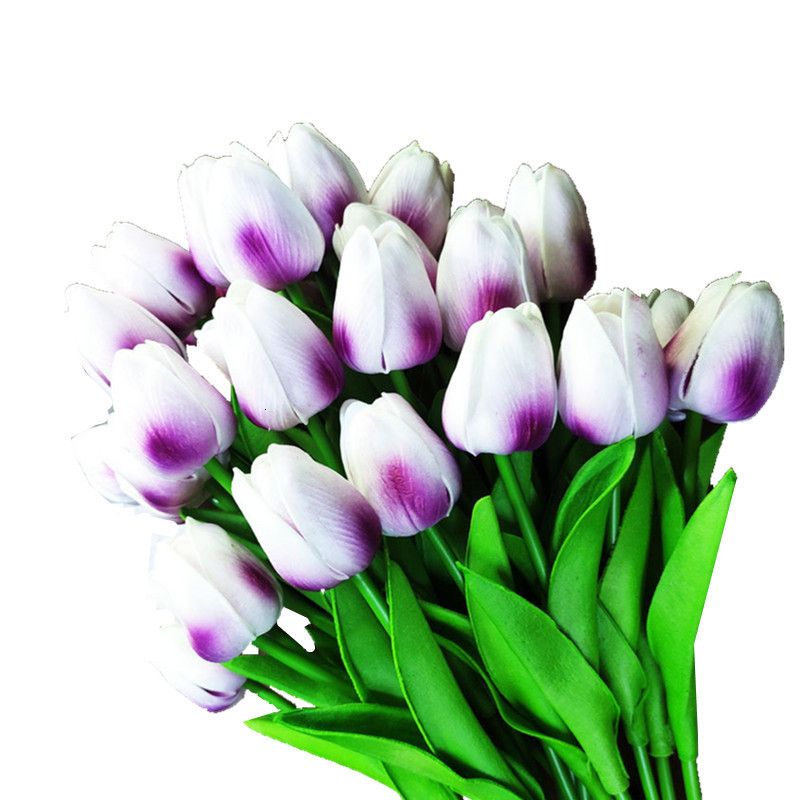 M-White Purple Tulip-5pcs