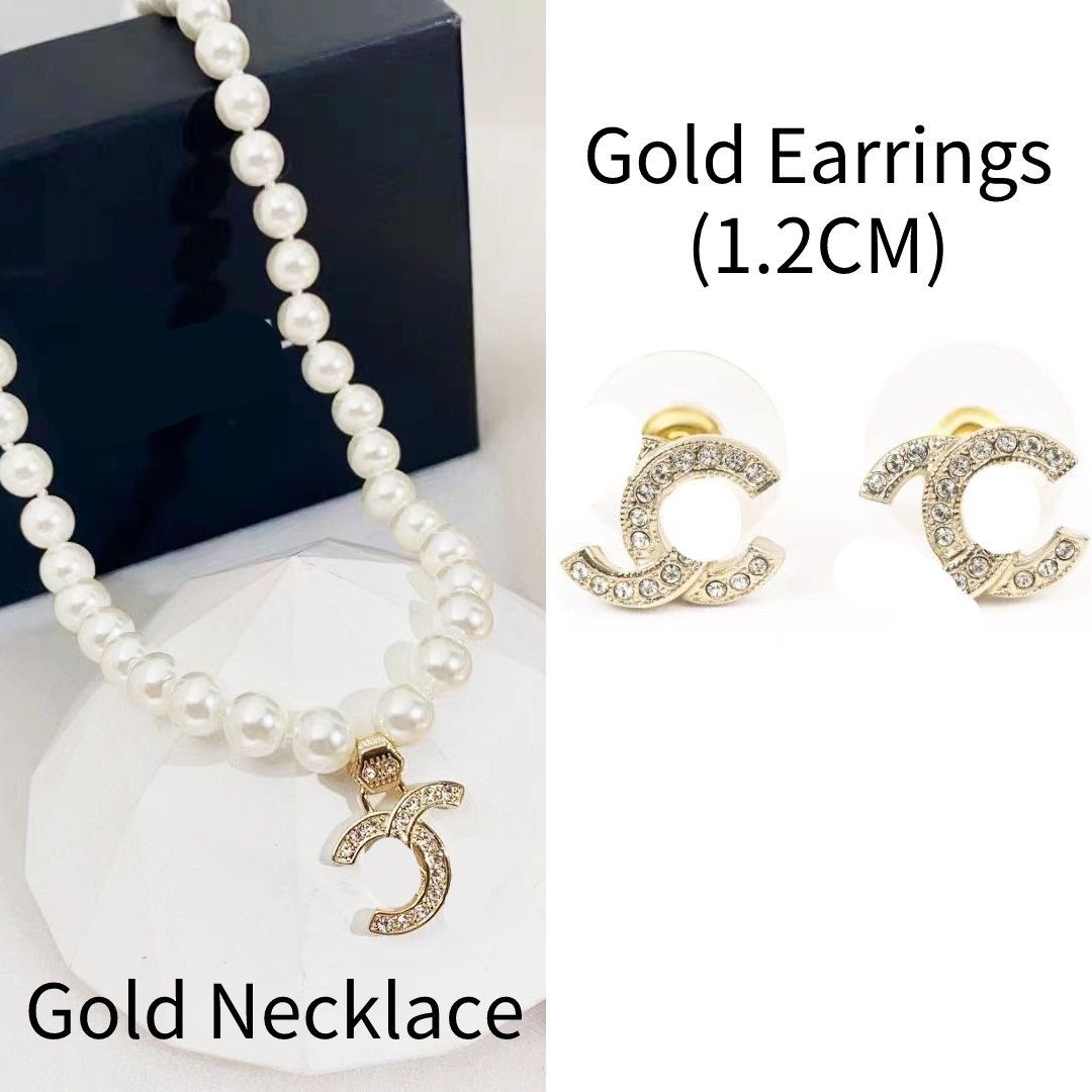 collana di perle oro+orecchini oro