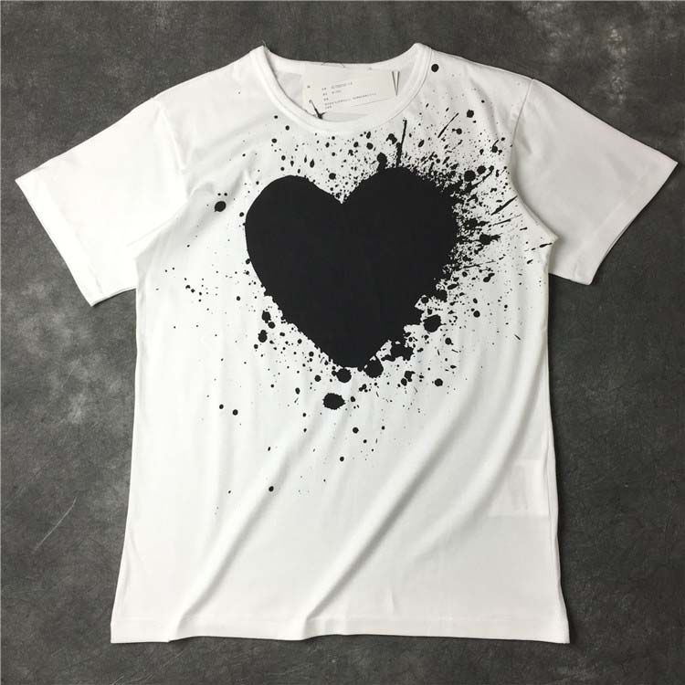 white with Speckle ink black heart
