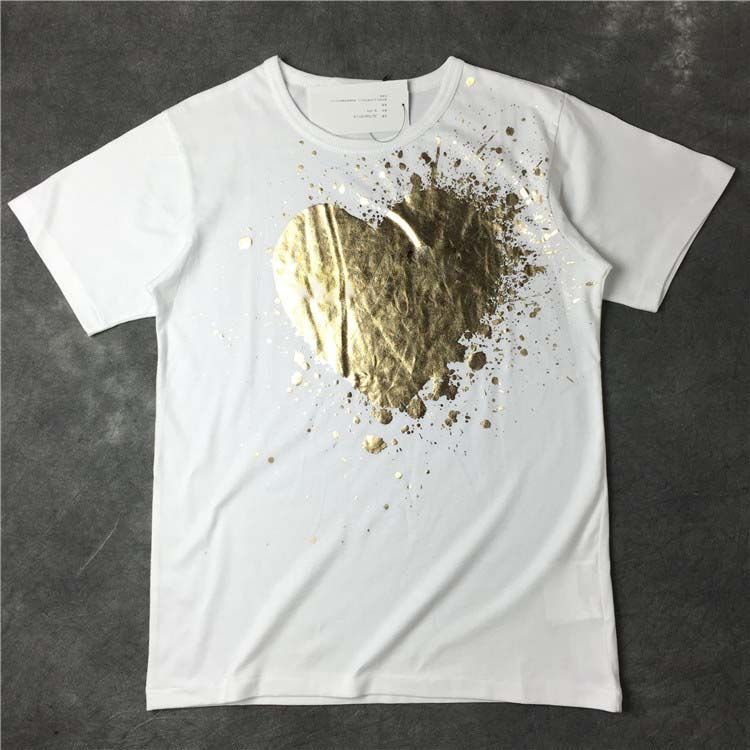 white with Speckle ink gold heart