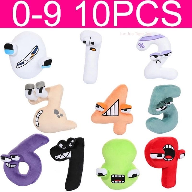 10pcs/set Number Lore Plush Toys Alphabet 0-9 Number Lore Animal Plushie  Education Number Doll