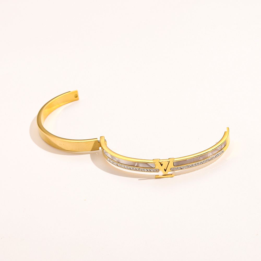 LV Louis Vuitton Fashion Women Stainless Steel Crystal Bracelet