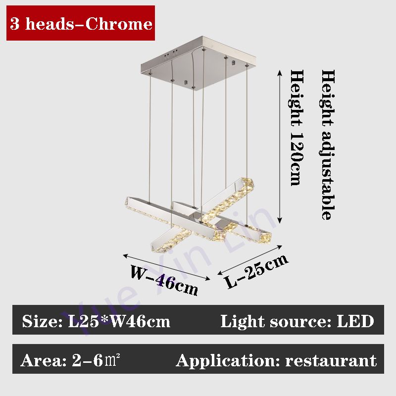 3 huvuden Chrome Light Body Dimning med