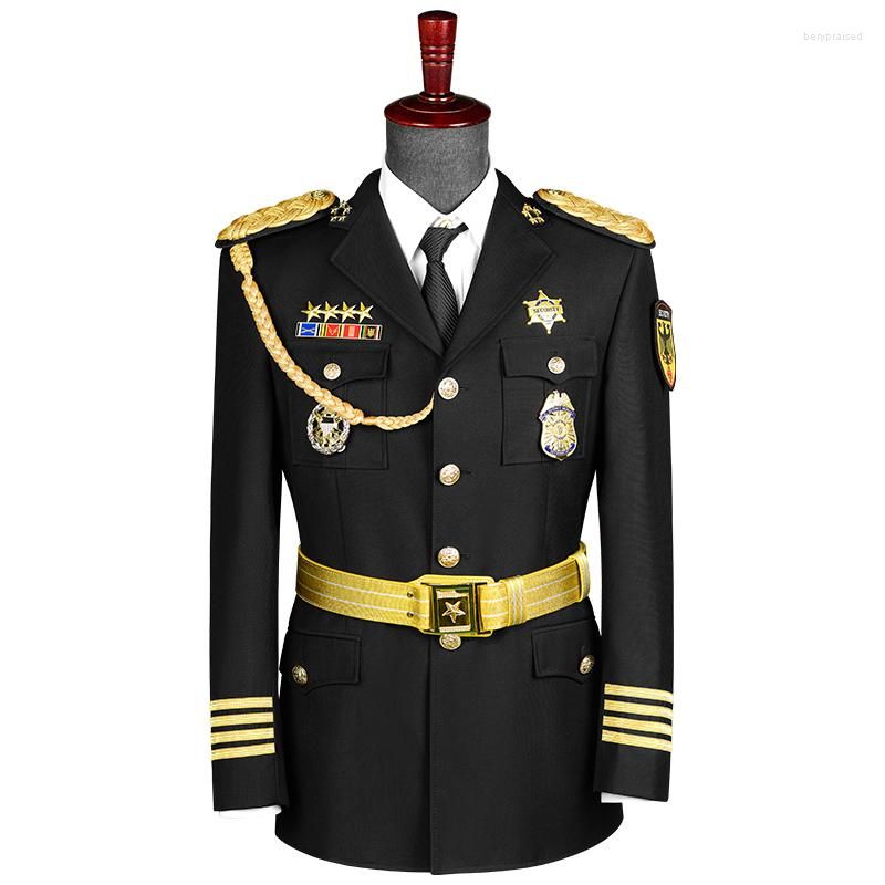 Trajes Para Hombres Uniformes Marina Ropa Militar Negra Hombres Atuendo Formal Americano Traje De Guardia De Seguridad De Alta Calidad 54,04 € DHgate