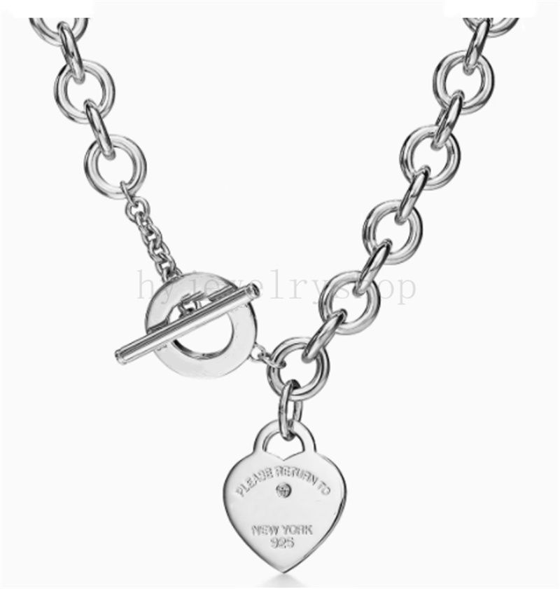 Silver Heart-tag tot met diamant-45 cm