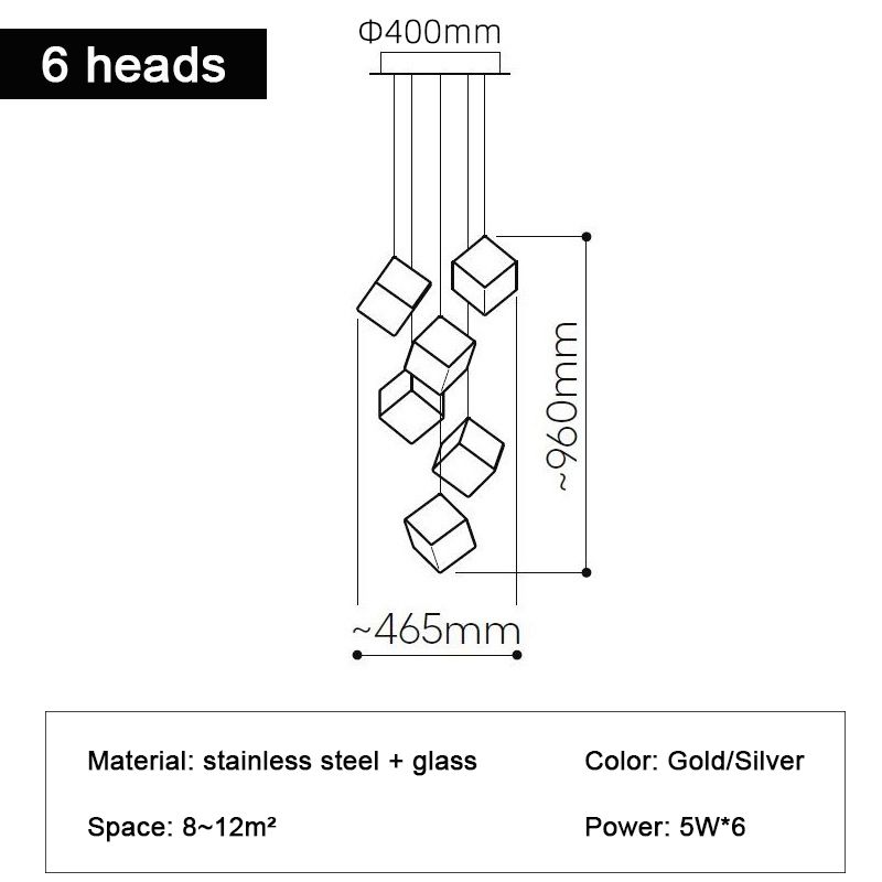 6 heads With LED Bulbs Gold body