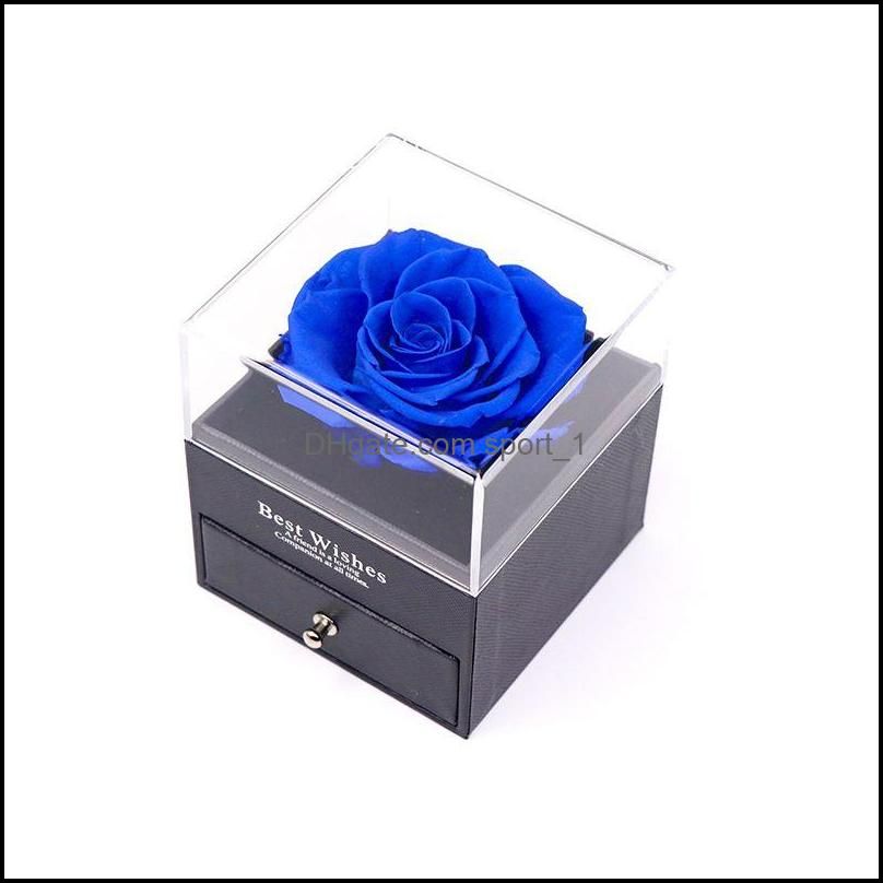 Rose bleue avec boîte cadeau