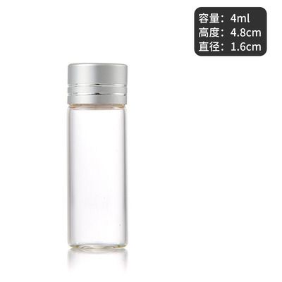 4 ml couvercle en argent de bouteille transparente