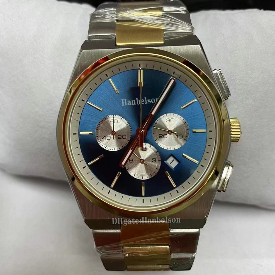 Two tone gold strap blue dial