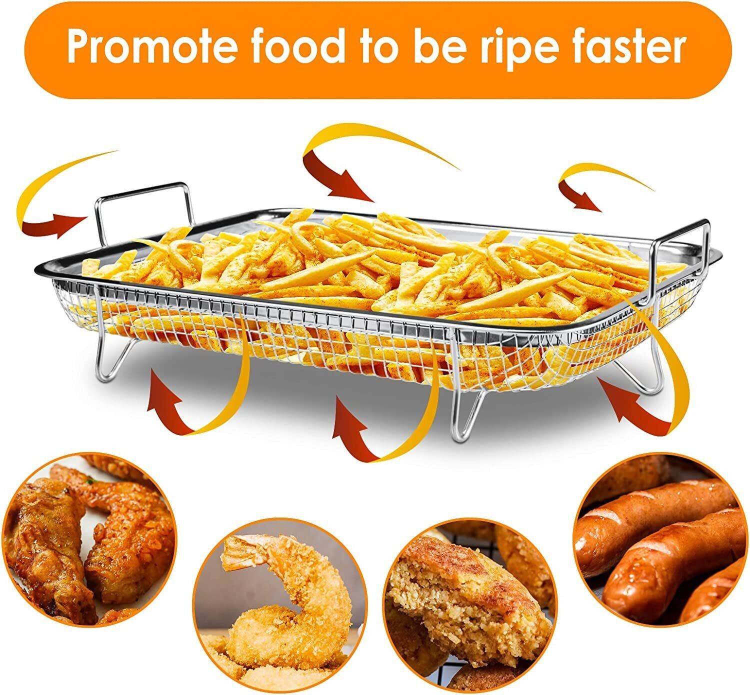 2pc Air Fryer Basket For Oven Stainless Steel Frying Basket Non