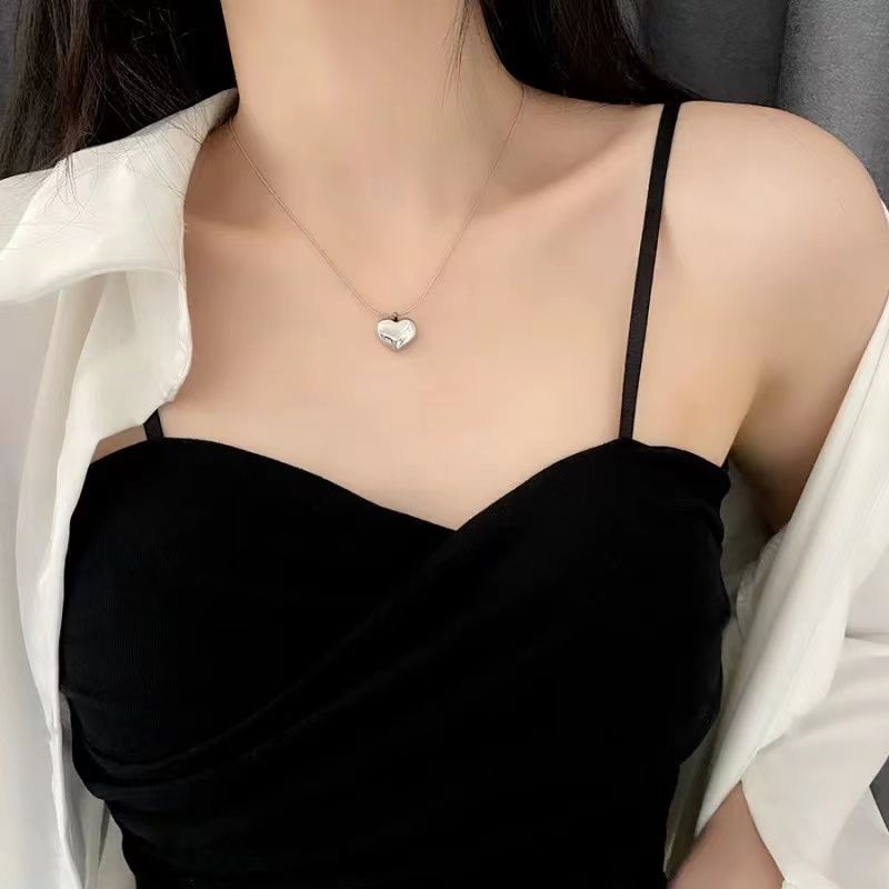 Colliers de mode en chaîne 2023 pour femme en acier inoxydable avec pendentif en forme de cœur et d'amour pour fille vierge, bijoux à maillons de chaîne couleur or_voghion.com