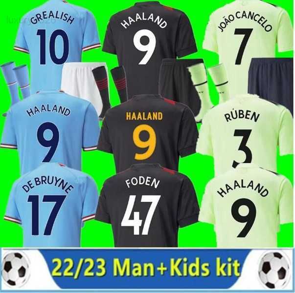 Camiseta 1ª Manchester City Haaland 9 Niño 2022-2023 Manga Corta