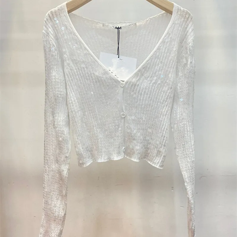 13.Bianco (cardigan con scollo a V)