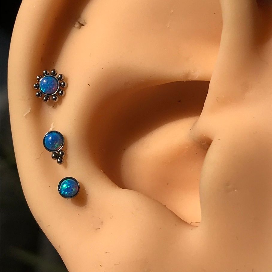 Op05 Blauer Opal-1,2x8mm Silber