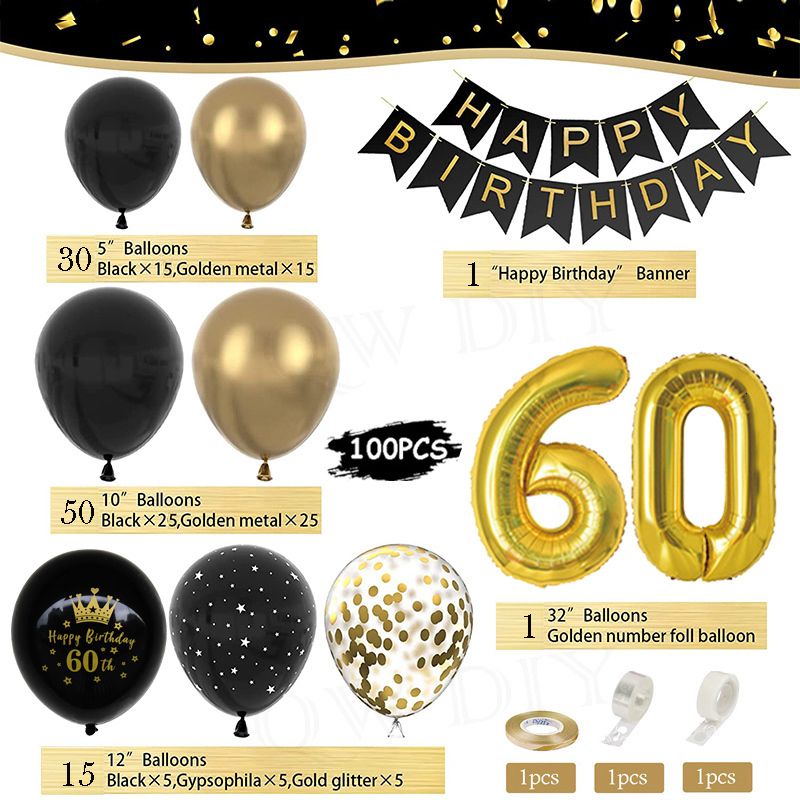 60th Black Gold Set-As Picture-Round