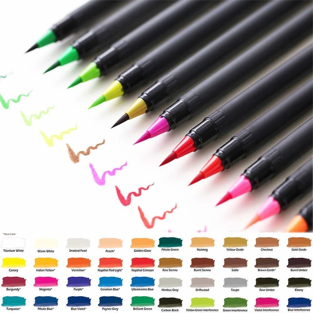 Set of 20 Real Brush Pens Water Coloring Brush Pens for Coloring