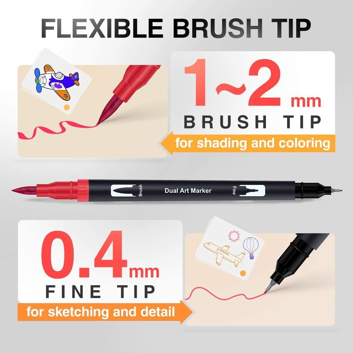 Markers Dual Tip Brush Pens Felt Tip Pen Set Pens Art Markers For