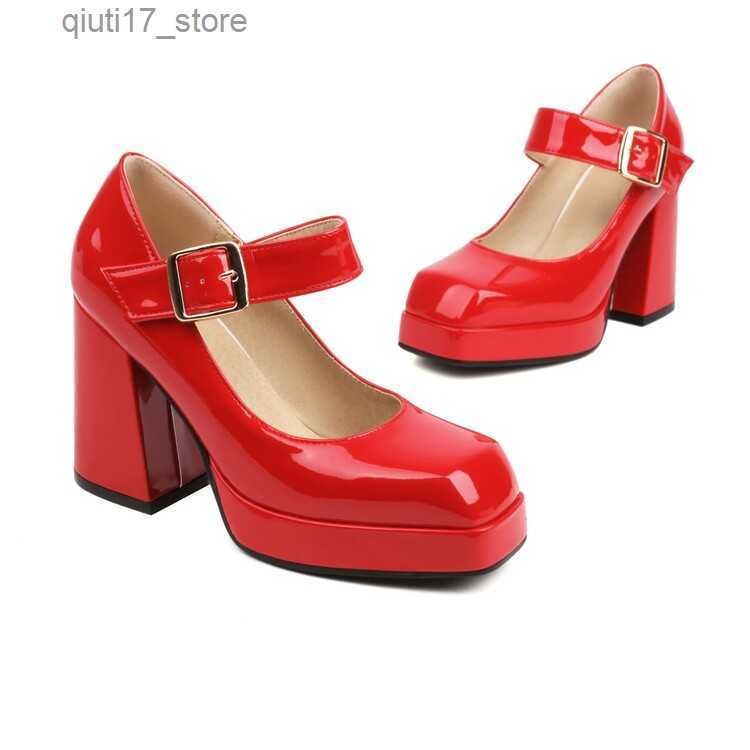 red mary jane pump