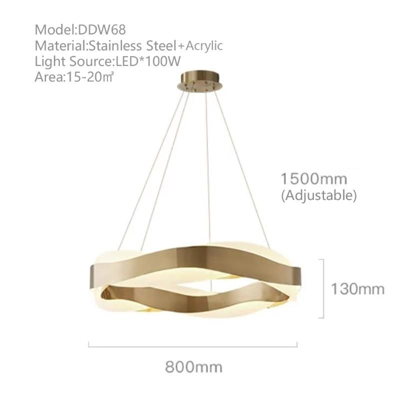 Dia80cm H13cm złoto ciepłe światło