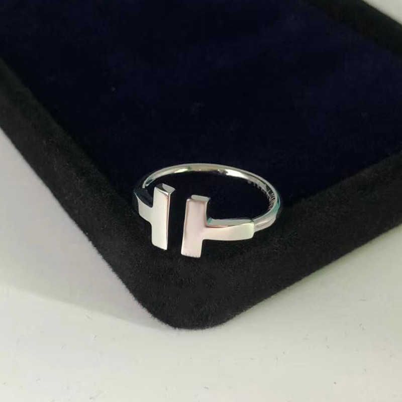 Bague double T, sans diamant, platine