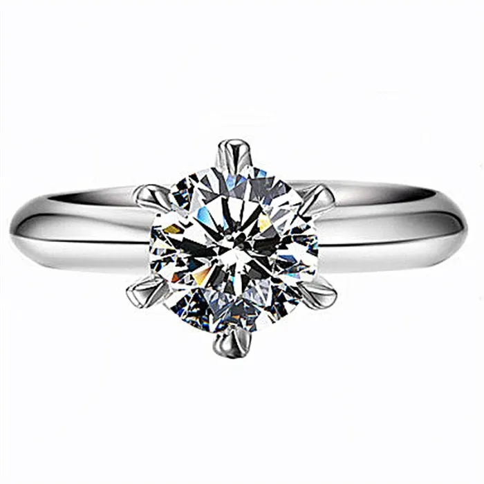 Bague Solitaire Diamant Cz 5mm - Plaqué Or 18K, 6 Griffes, Taille 62 | Alliance Unisexe