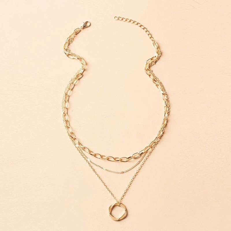 Chains INS European And American Thick Chain Women's Necklace Exaggerated Circle Fashion Hip Hop Necktie Punk Party_voghion.com
