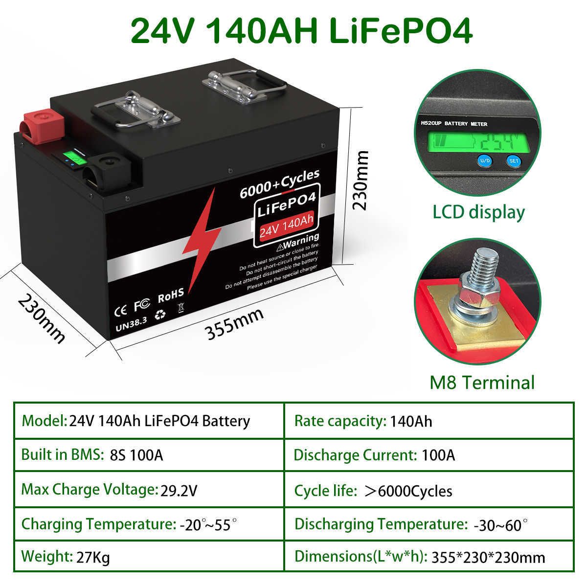 24V 140AH 3584WH