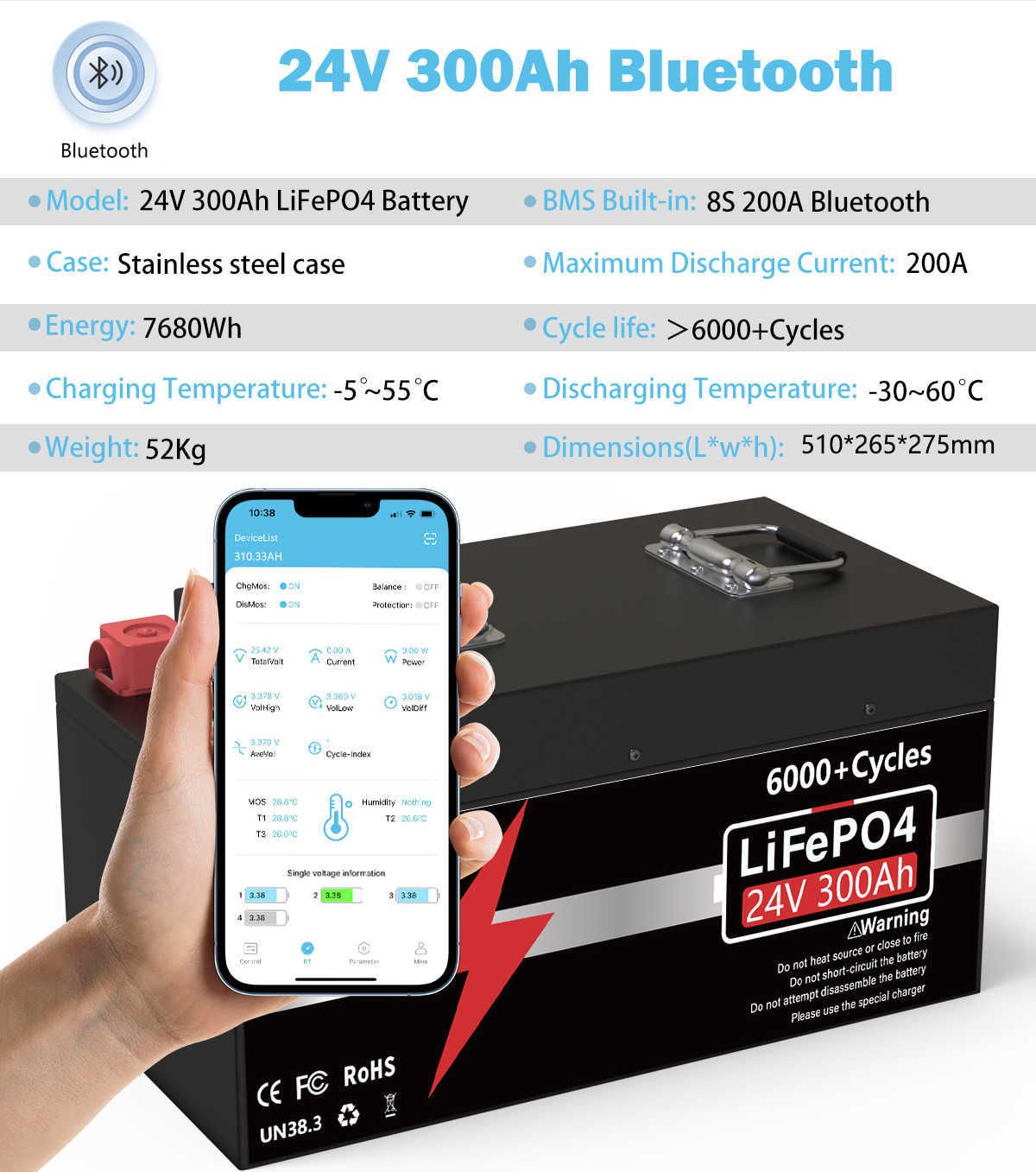 24v 300ah Bluetooth