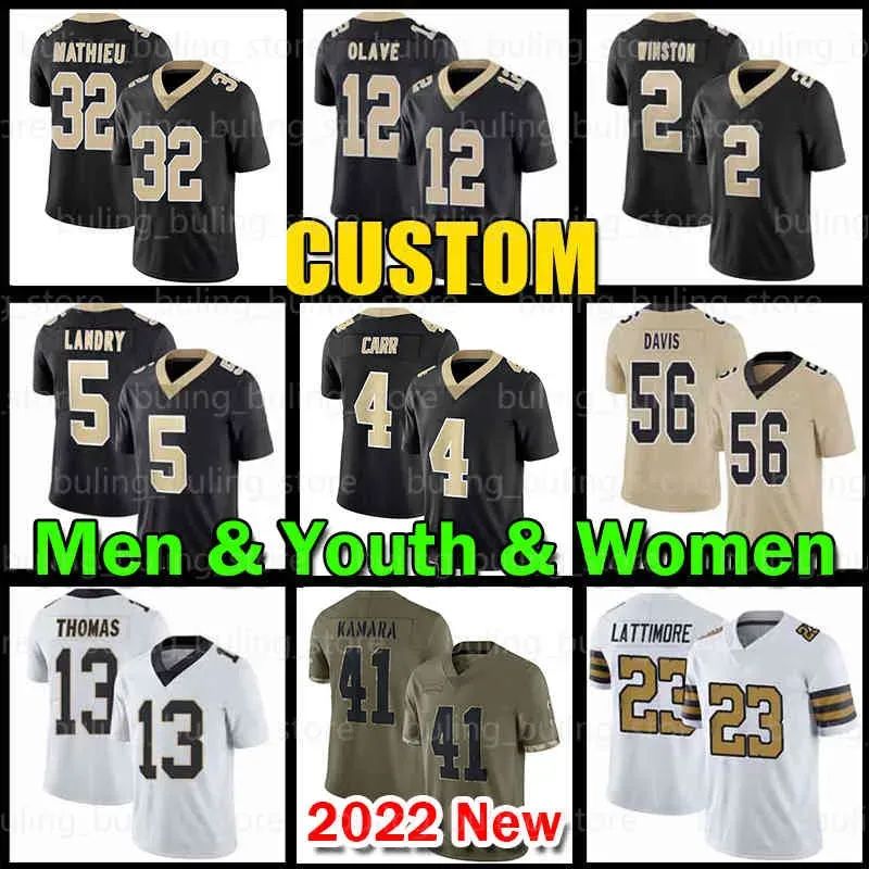 Men Kids OrleansSaints41 Kamara 4 Derek Carr Football Jersey