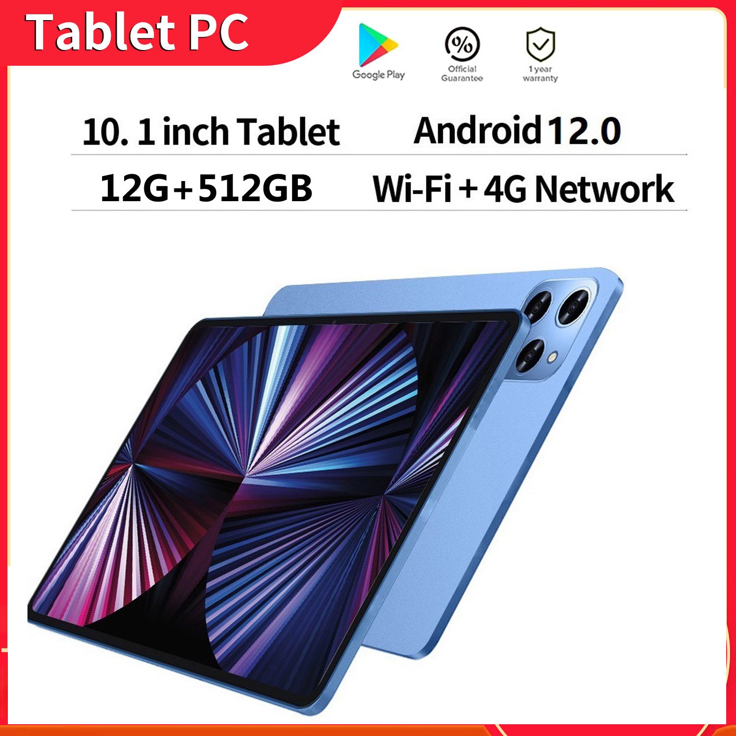 2023 New 10.1インチタブレットAndroid 12.0 Ten Core 12GB RAM 512GB