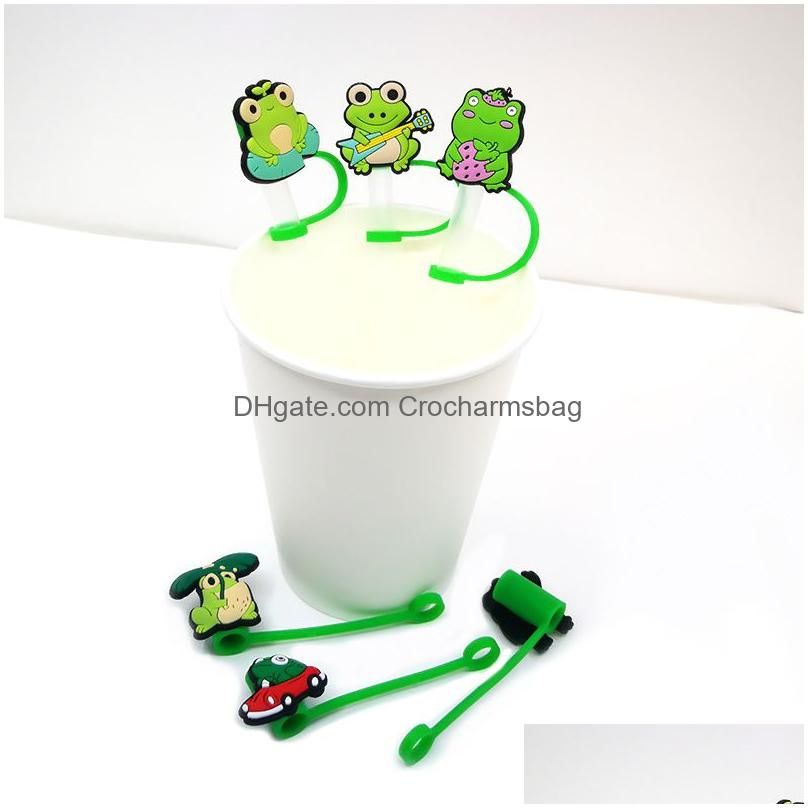 9pcs Silicone Straw Cover Kawaii Straw Cover Cartoon Straw Topper