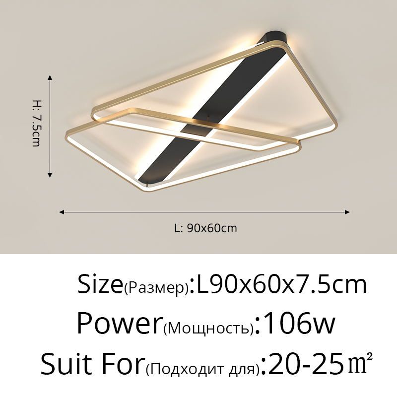 B Prostokąt 90x60cm ciepła biała bez pilota