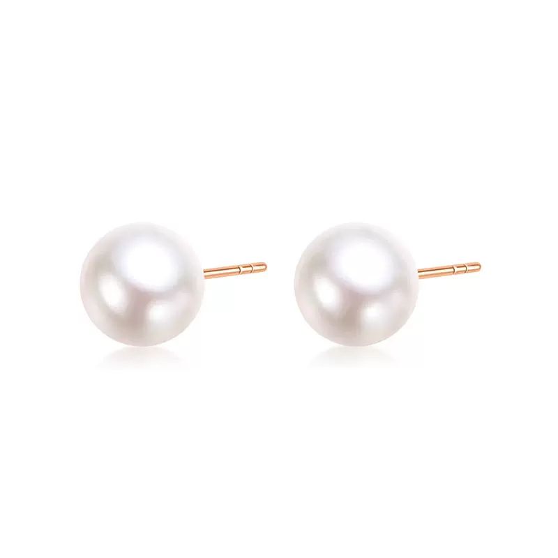 white pearl 7-8mm Real 18k Yellow Gold