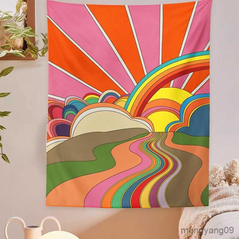 Bohemian Rainbow Floral Sunset Tapestry For Walls 1 Bohemian Rainbow Floral Sunset Tapestry For Walls