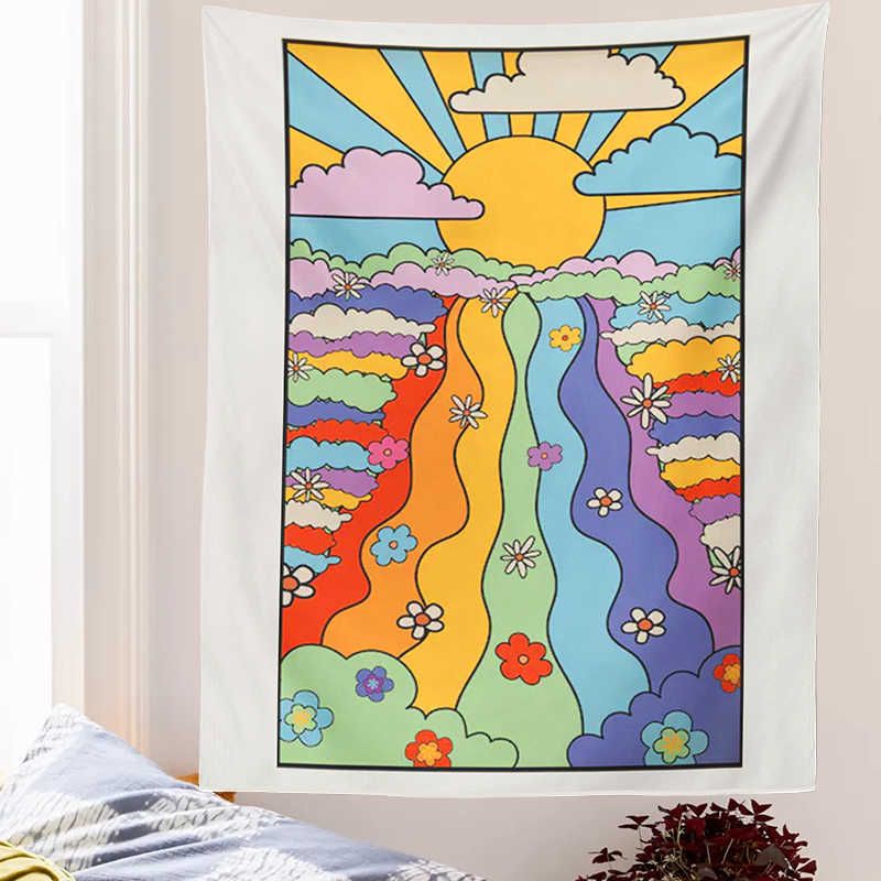 Bohemian Rainbow Floral Sunset Tapestry For Walls 3 Bohemian Rainbow Floral Sunset Tapestry For Walls - Image 3