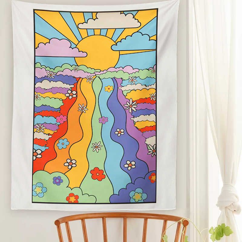 Bohemian Rainbow Floral Sunset Tapestry For Walls 2 Bohemian Rainbow Floral Sunset Tapestry For Walls - Image 2