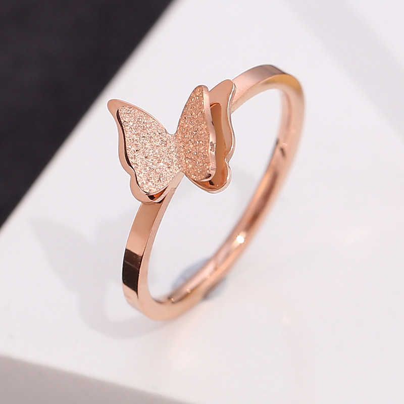 605 Frosted Butterfly Ring - Rose Gold