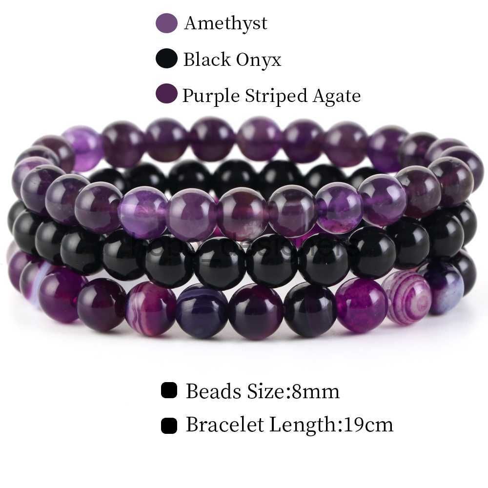 8mm Natural Stone Purple Amethysts Agate Beads Bracelet Women Men Jewelry  Gift